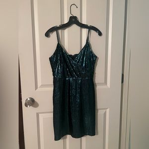 Green mini sequin dress